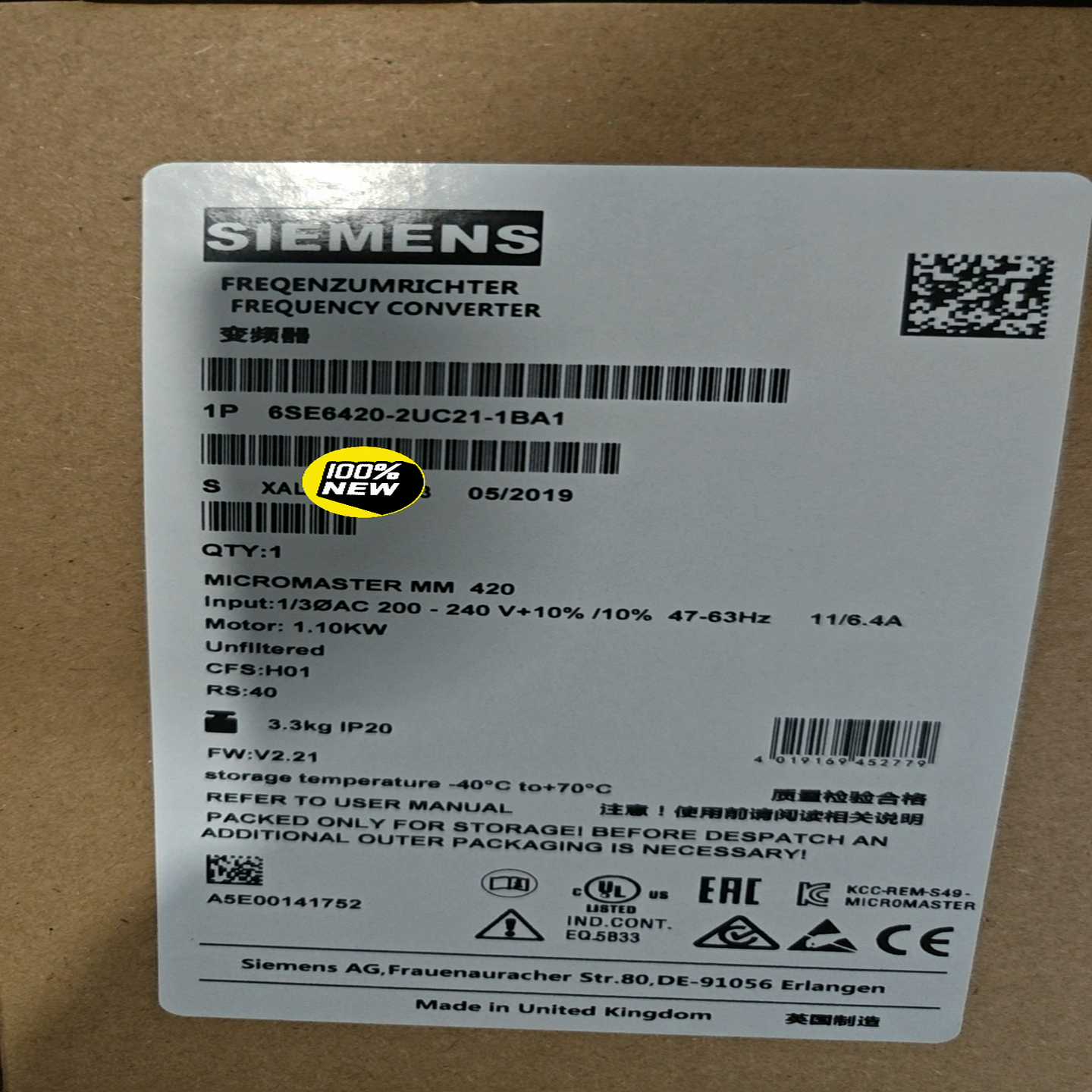 6SE6420-2UC21-1BA1MM420变频询价