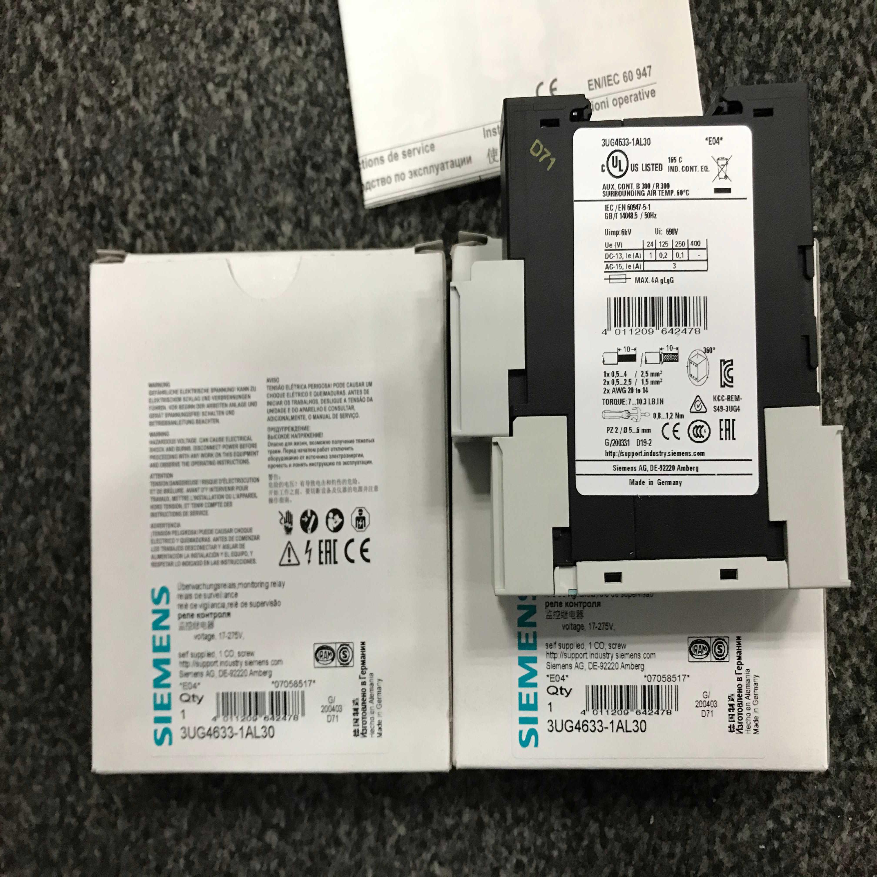 配件3UG4633-1AL30西门子继电器全新原装现货假一赔十议价