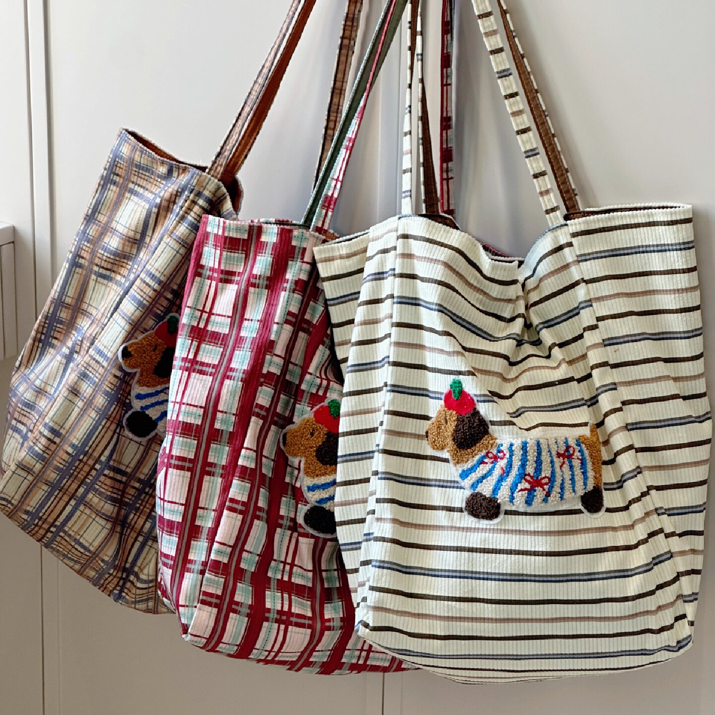 韩版ins风复古格子托特包帆布包包女大容量学生党上课通勤单肩包