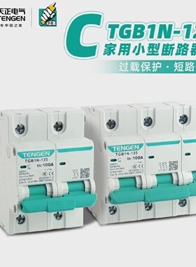 天正电气TGB1N-125A100A80空气开关1P2P3P4PDZ47小型断路器TENGEN