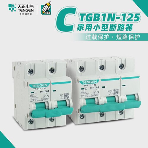 天正电气TGB1N-125A100A80空气开关1P2P3P4PDZ47小型断路器TENGEN