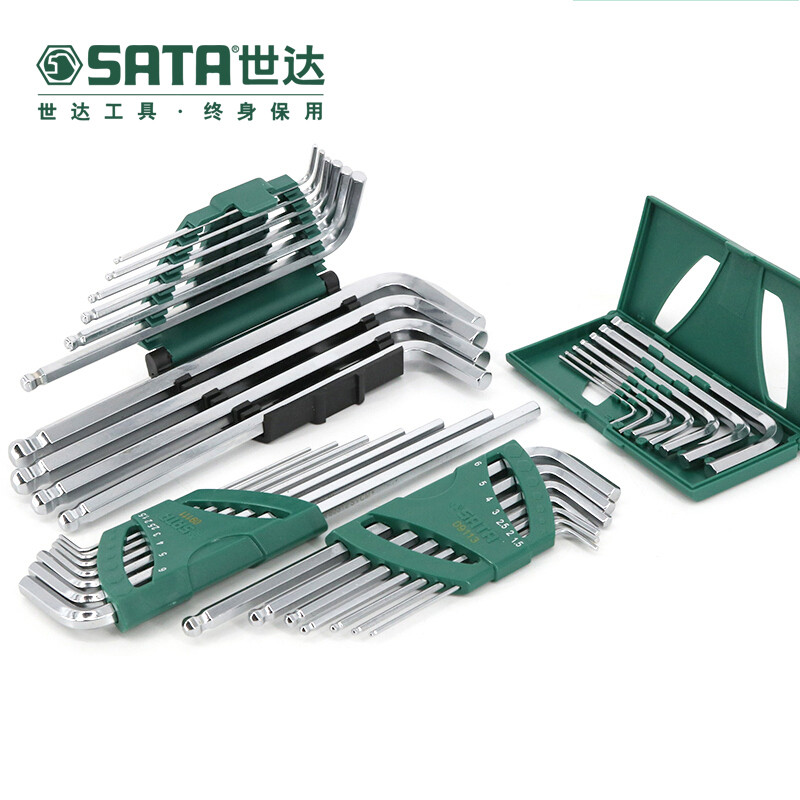 世达工业级加硬内六角扳手套装公制特长加长球头平头09101 091