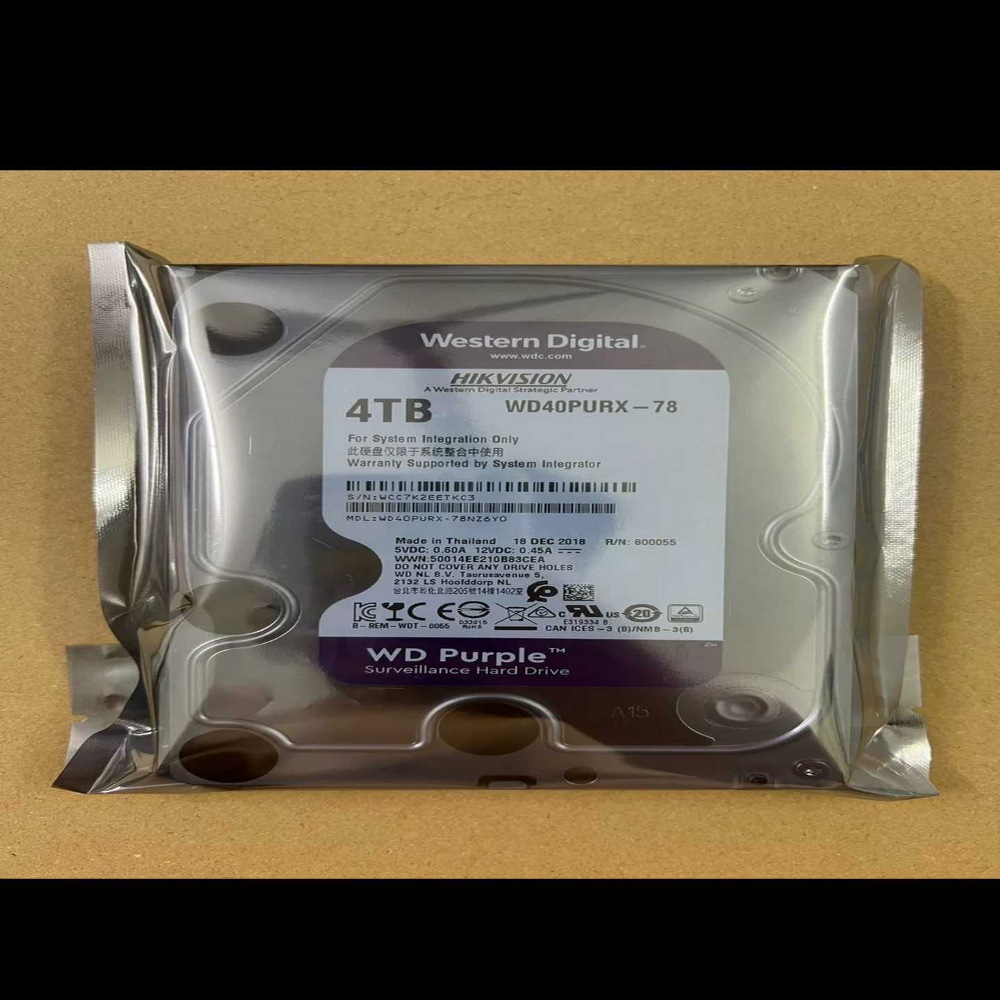 西数4TB紫盘监控硬盘WD40PURX-78--议价商品