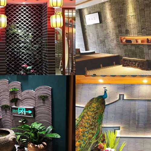 仿古装饰立瓦小青瓦瓦片半圆瓦古建中式庭院瓦片砖拼花瓦铺地立瓦
