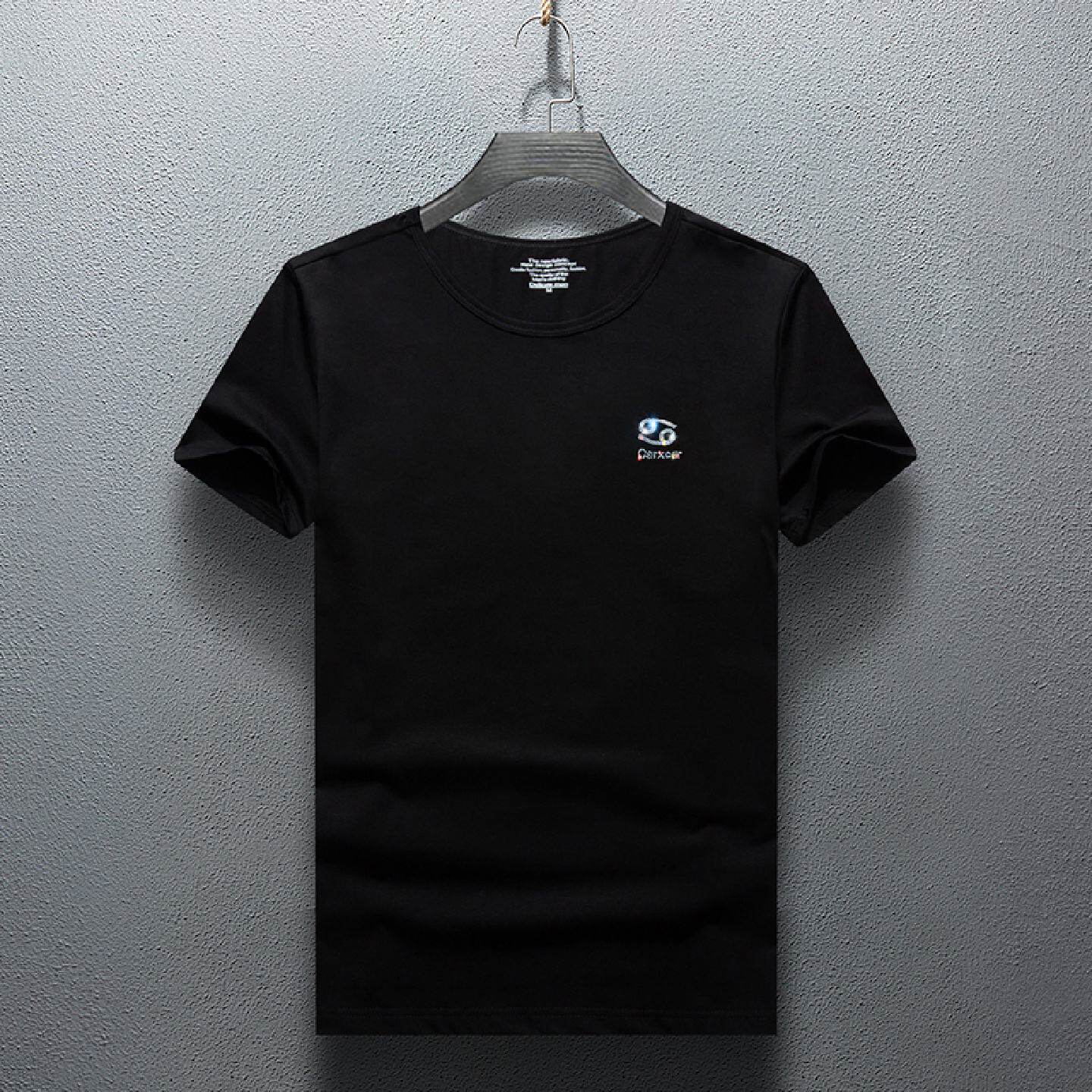 2026欧洲站夏季男士烫钻短袖恤男圆领修身社会小伙大码打底衫体恤