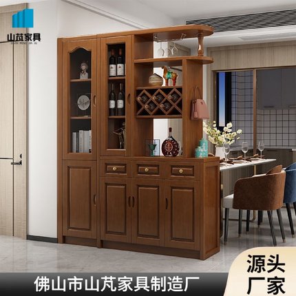 实木间厅柜双面储物柜酒柜实木客厅装饰隔断柜中式玄关柜门厅柜