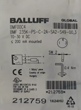配件BALLUFF巴鲁夫BMF00C4磁性开关BMF235KPSC2ASA2S4900.3议价