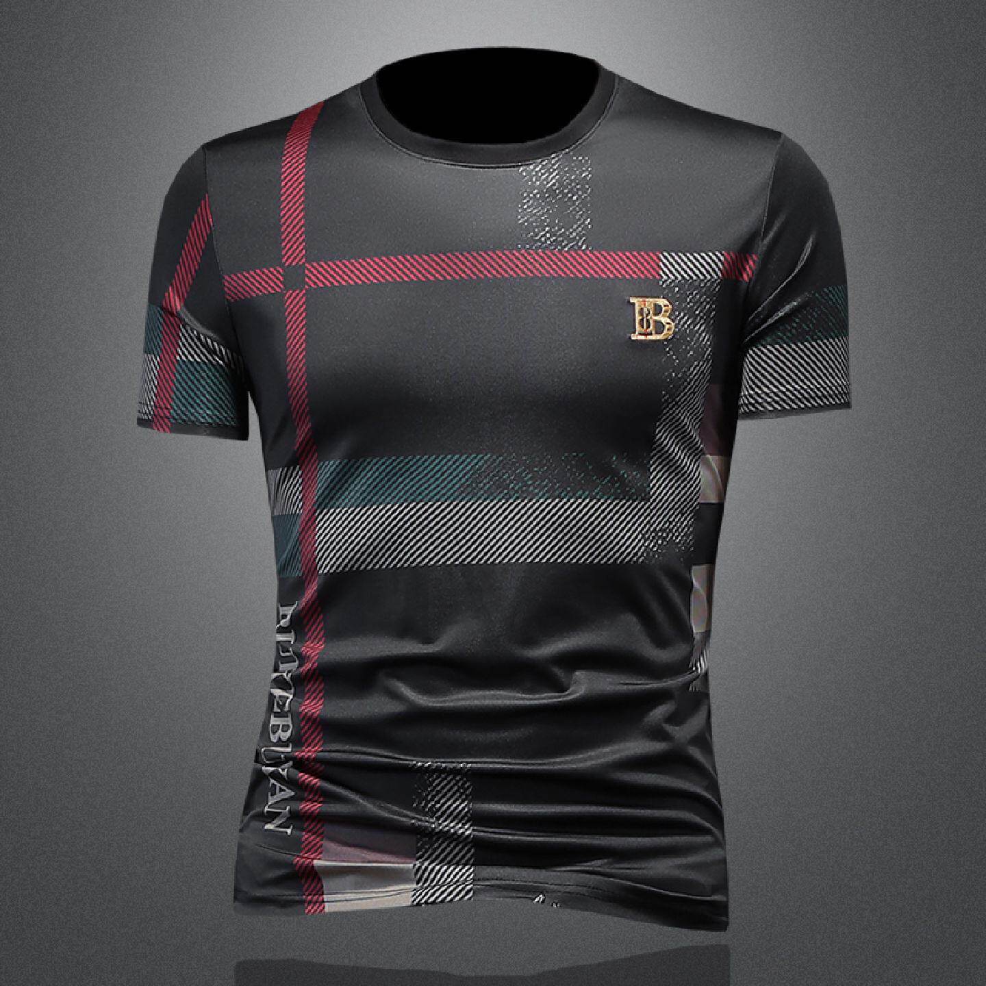 欧洲站潮牌印花短袖恤男年夏季丝光棉修身青年半袖大码上衣潮男装