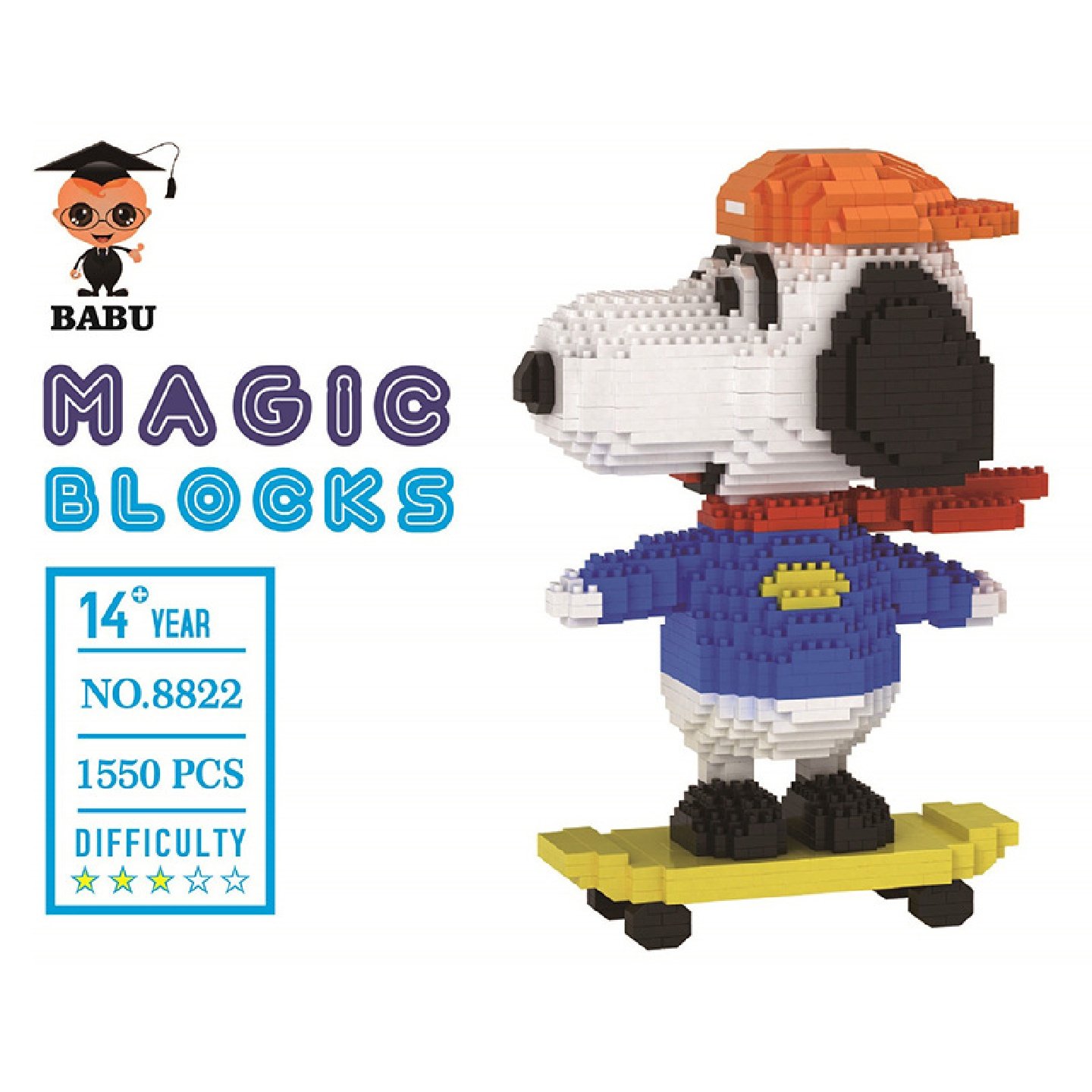 BABU钻石小颗粒积木儿童益智玩具网红史努小比88228826一件代发