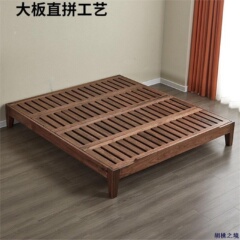 黑胡桃木无床头床小户型榻榻米床1.5米床全实木床架日式简约矮床