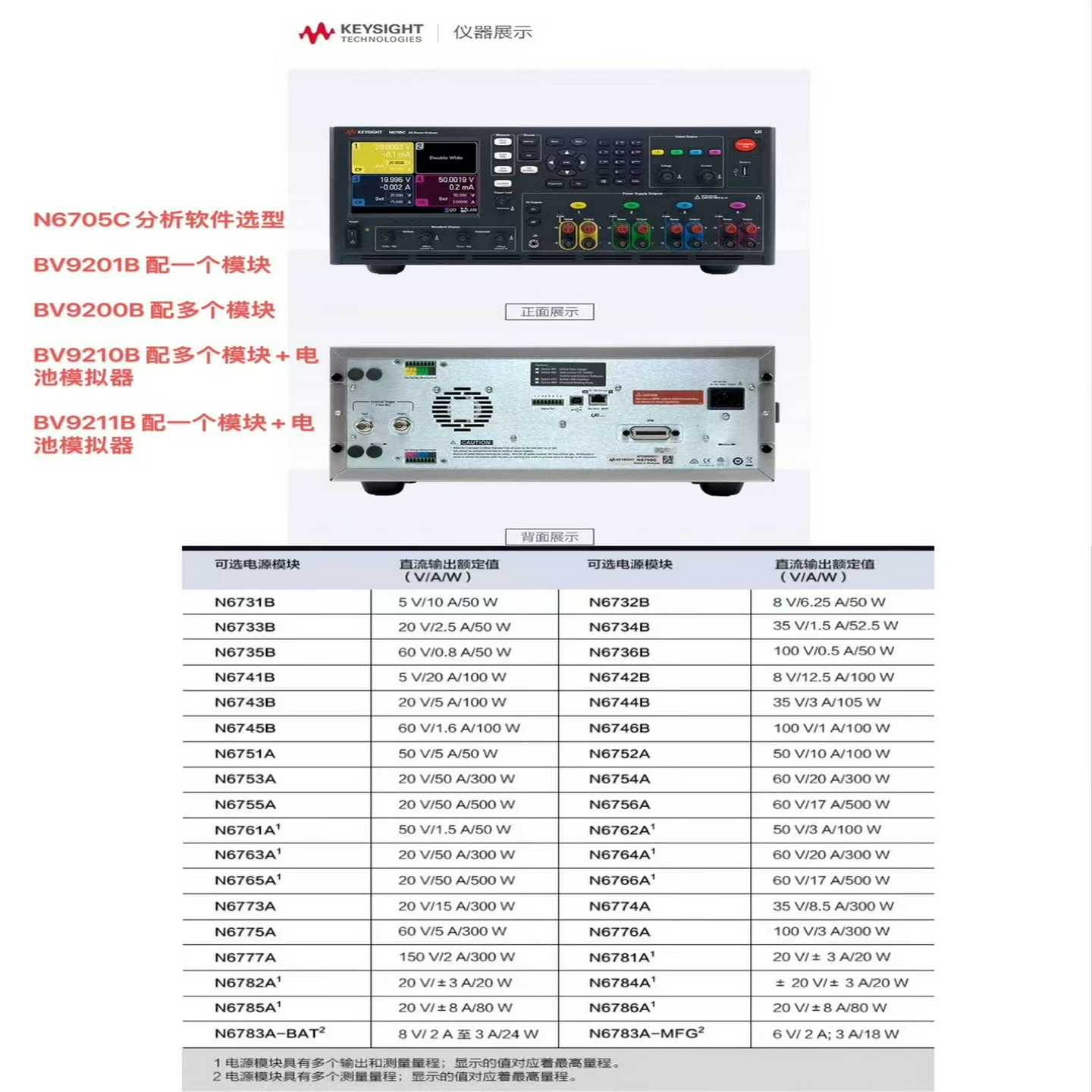 直流电源模块N6731B/ N6741B N6732B/ N【落红设备】
