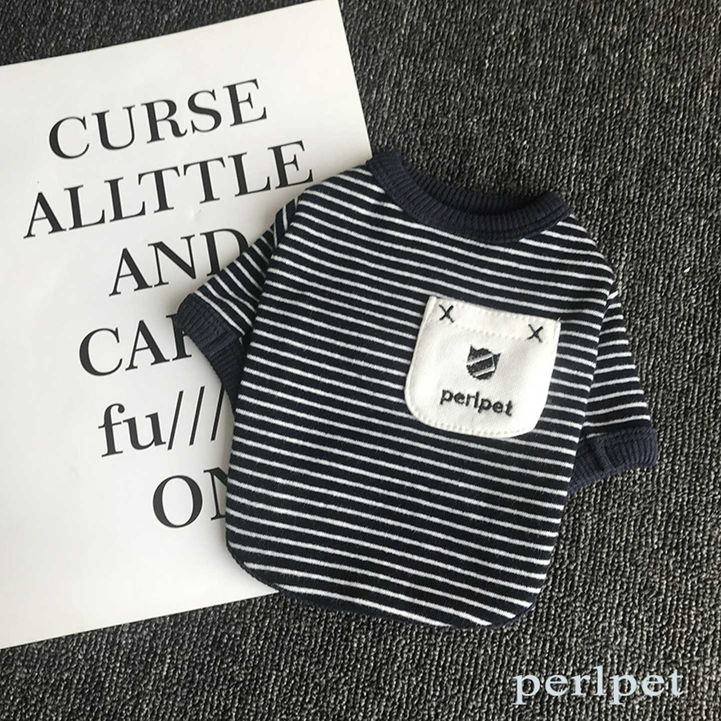 春秋装新款全棉宠物衣服条纹百搭泰迪比熊法斗衣服宠物