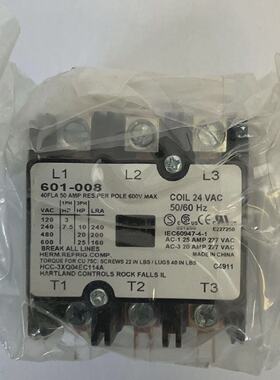 CARRIER 601008 COMPRESSOR CONTACTOR 600VAC 25HP 50AMP COIL 2