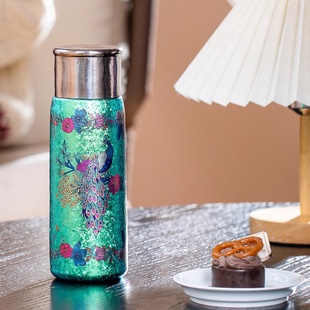 纯钛彩钛保温杯焖茶杯双层隔热便携杯高端孔雀钛杯