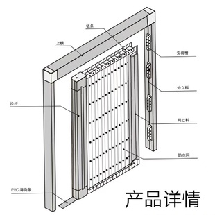家用防蚊 纱窗门铝合金伸缩无轨折叠隐形纱门可拆洗风琴推拉式