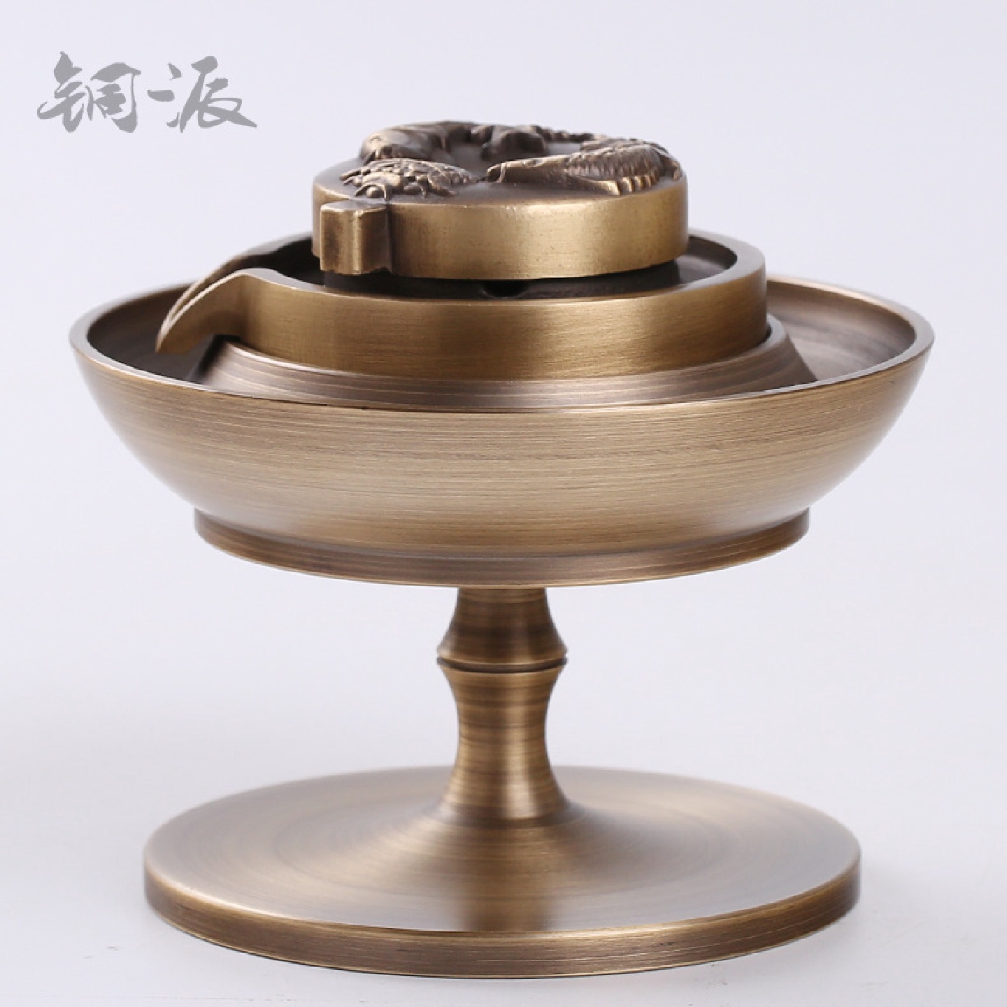 铜派直销石磨石来运转倒流香炉高脚复古黄铜创意个性家居熏香摆件