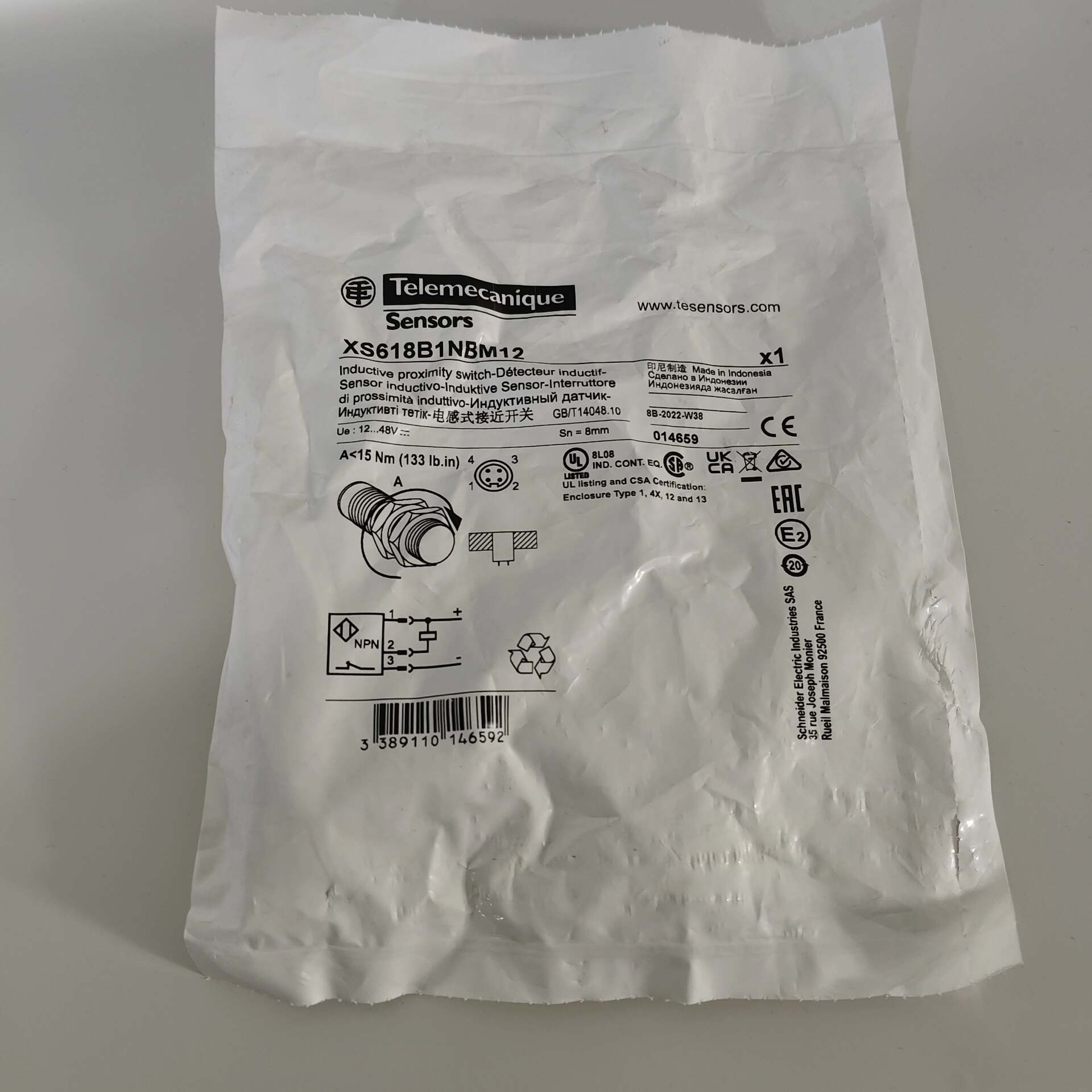 【请询价】Telemecanique XS618B1NBM12 电感式