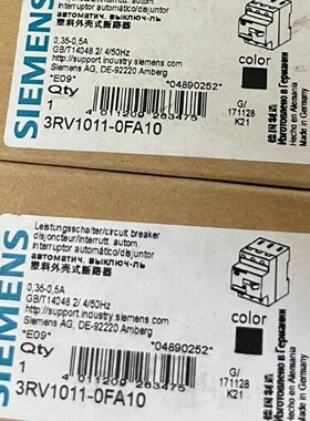 塑料外壳式断路器3RV10110FA10拍前询价下单