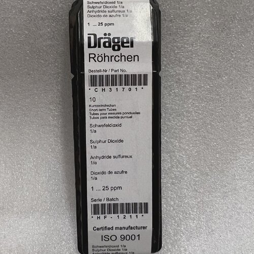 DRAGERDRAEGER SULFUR DIOXIDE 1A 125 PPM CH31701 GAS DETECTIO
