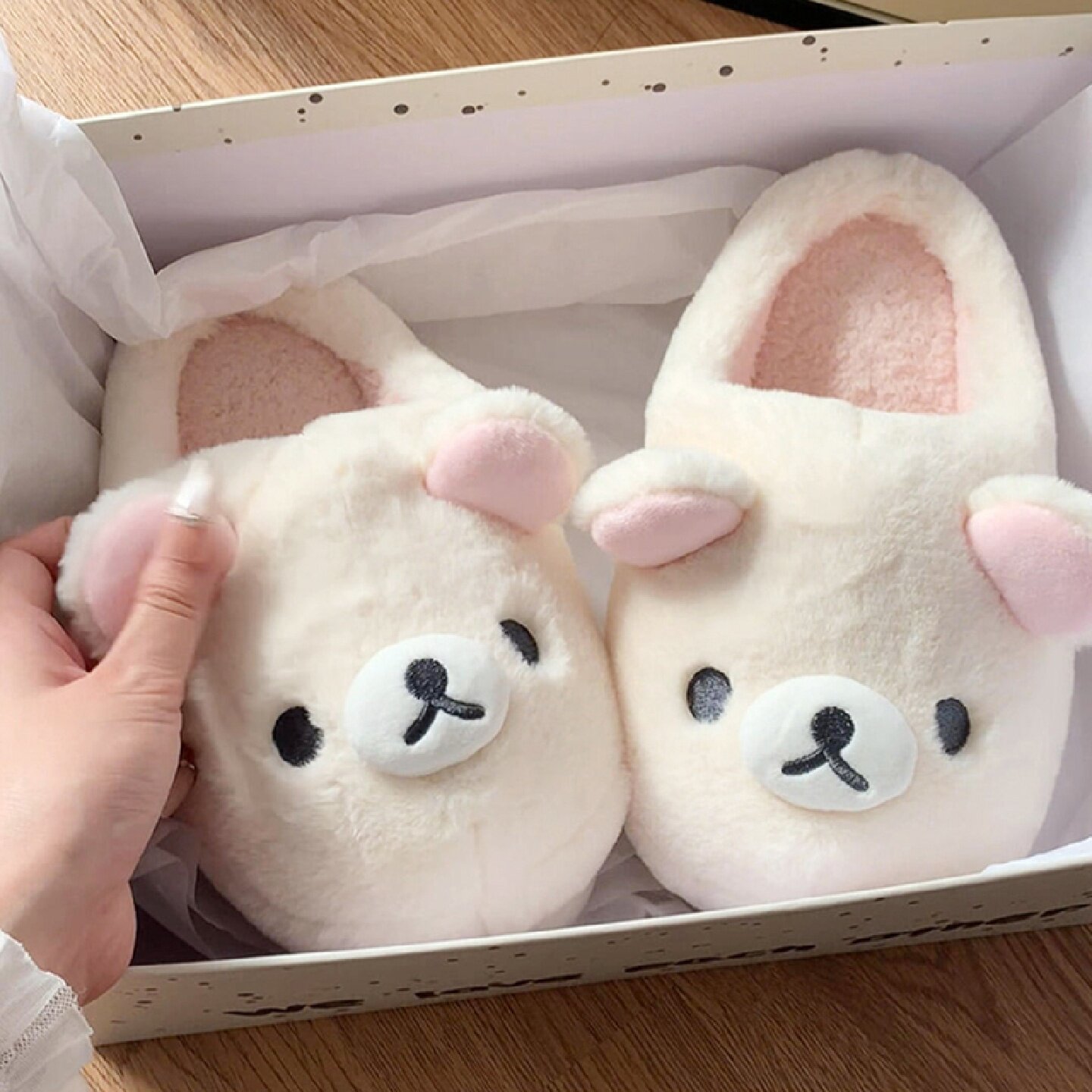 轻松熊棉拖鞋女冬季月子鞋毛绒保暖家居室内半包一字拖加绒防滑