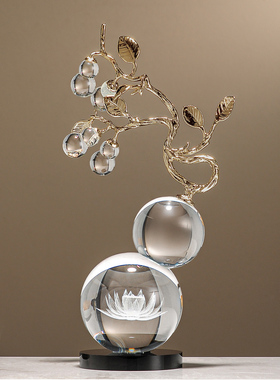 客厅装饰品玄关高级感水晶葫芦招财纳福摆件招财镇宅乔迁新居礼物