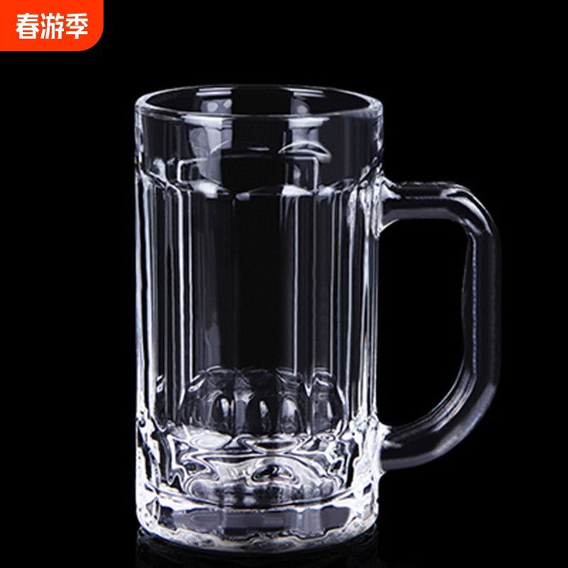 玻璃杯家用加厚大容量带把茶楼耐热泡茶杯喝水杯牛奶果汁杯扎