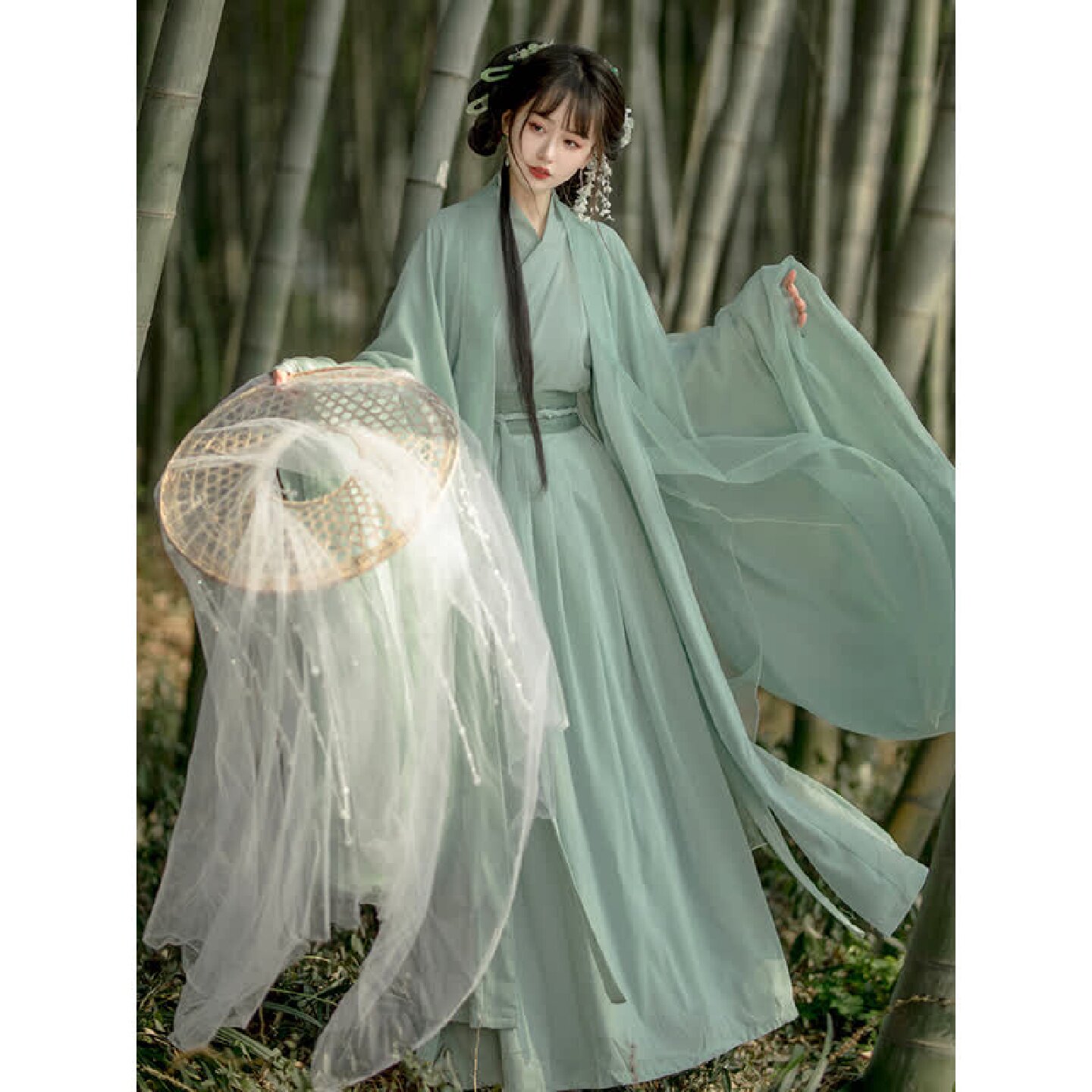 汉服女装绿色交领广袖流仙裙侠女其它制服/套装