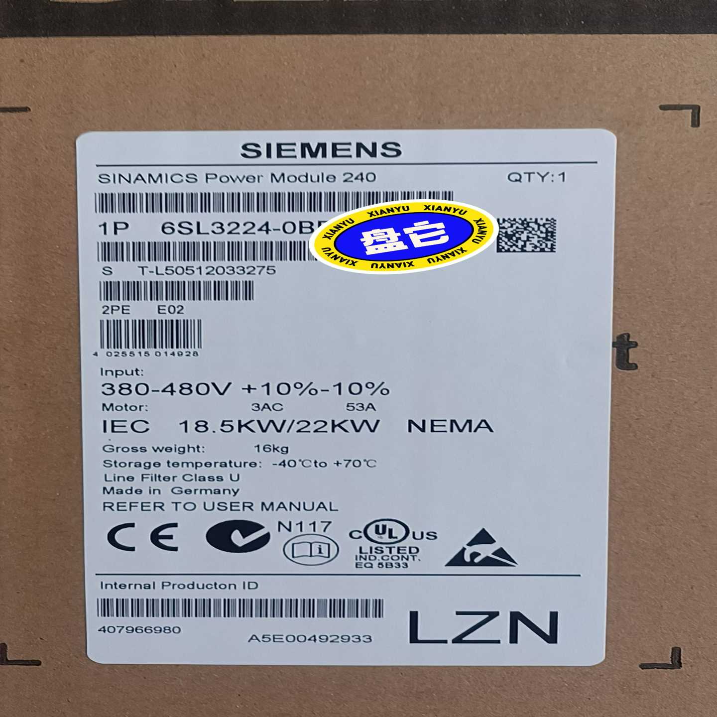 西门子变频器6SL3224-0BE35-5AA0全新原装，特~询价