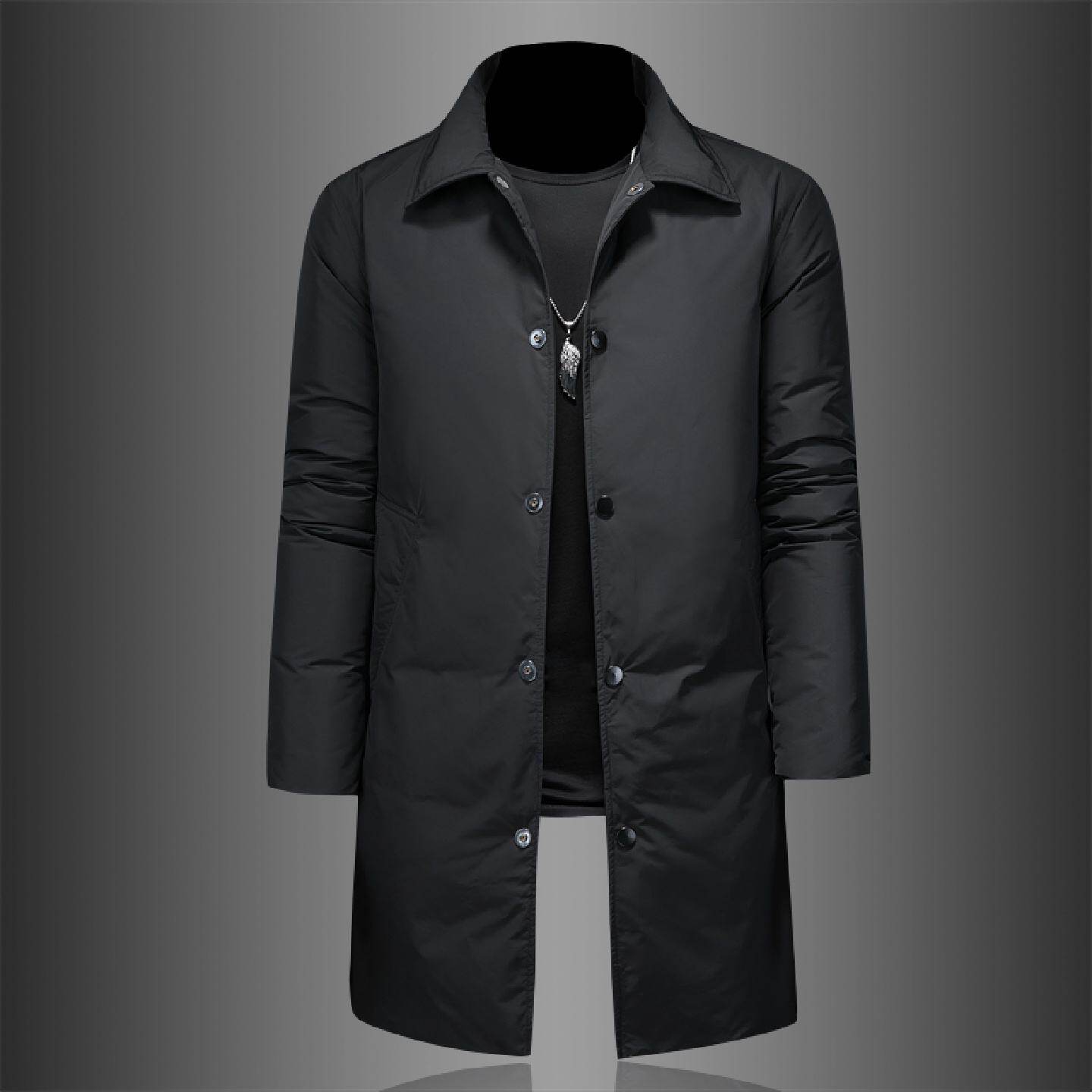 中长款羽绒服外套男年冬季新款韩版修身休闲翻领加厚保暖大码潮男