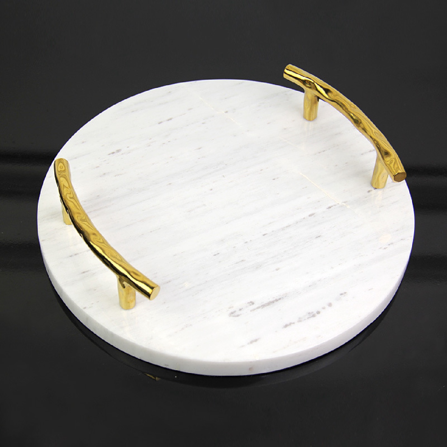 创意轻奢样板房金属大理石托盘客厅餐厅酒店卫浴收纳软装饰品摆件