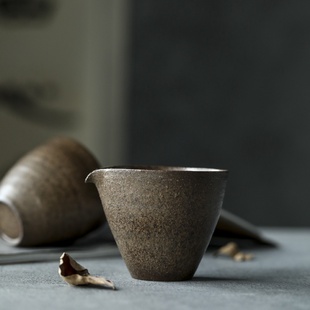 谌峰窑景德镇全手工裸烧自然落灰陶瓷茶具手工柴烧茶壶公道主人杯