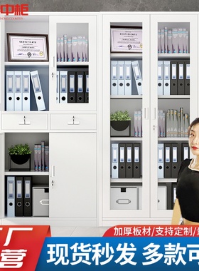 钢制文件柜办公室资料档案员工收纳柜矮柜财务带锁凭证资料储物柜