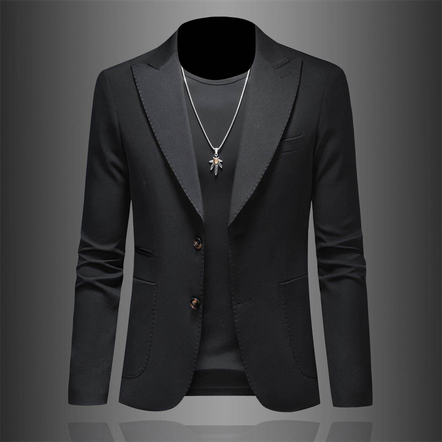 2026欧洲站戗驳领英伦风休闲西装外套男士春季新款商务修身单件西