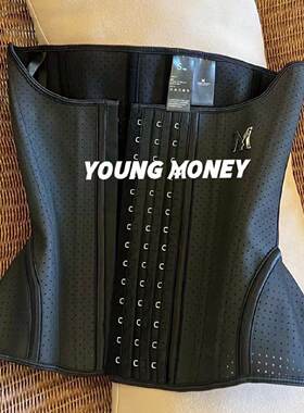 YoungMoney粉色束腰带收胯收副乳托胸产后收腹YM运动腰封透气塑腰
