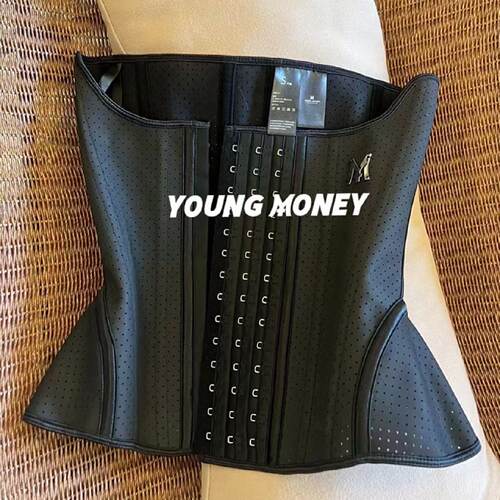 YoungMoney粉色束腰带收胯收副乳托胸产后收腹YM运动腰封透气塑腰