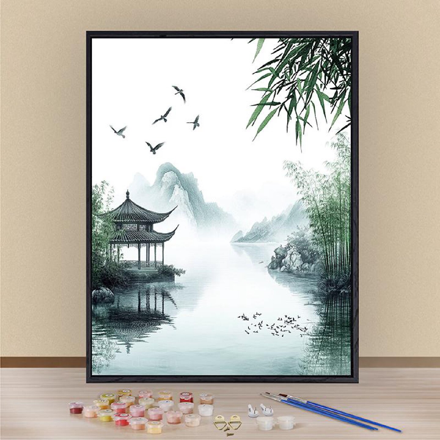 数字油画江南水乡油画diy填充手工涂鸦画填色油彩画手绘装饰挂画