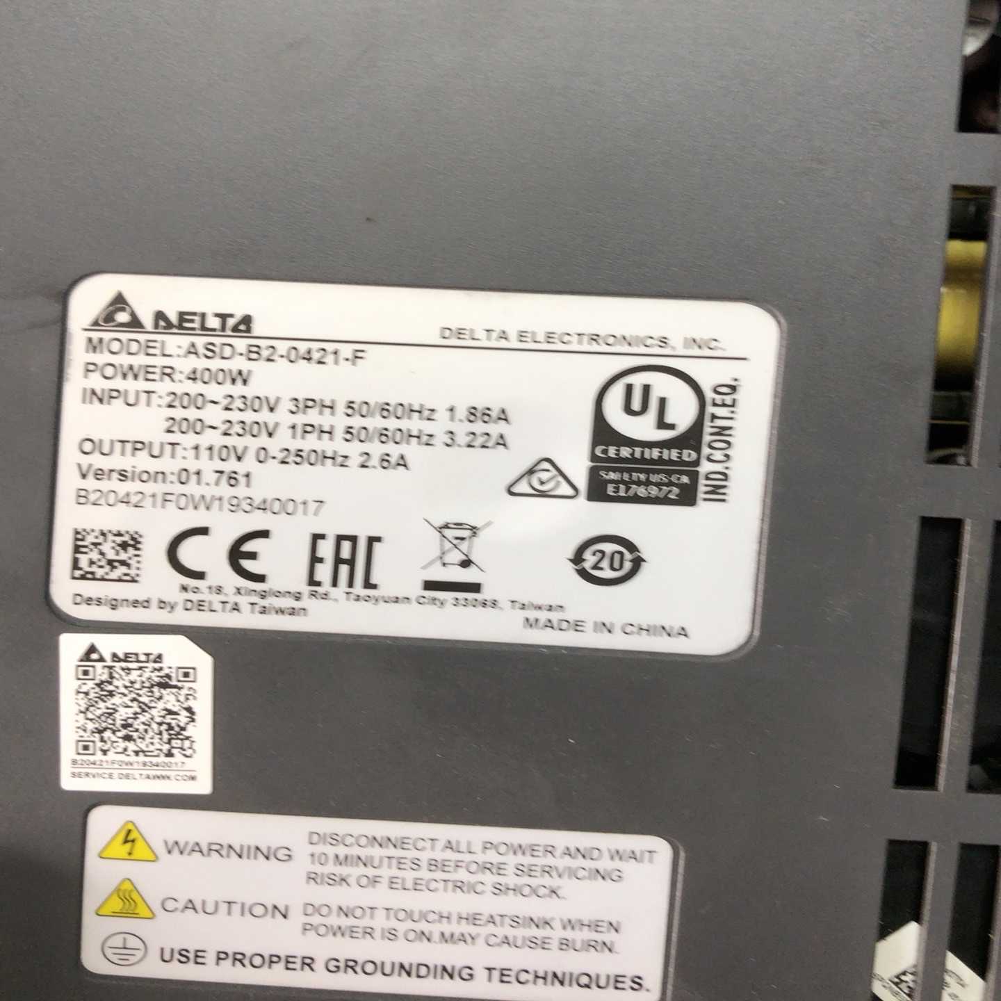 议价台达400W伺服驱动器ASD-B2-0421-F拆机成色好