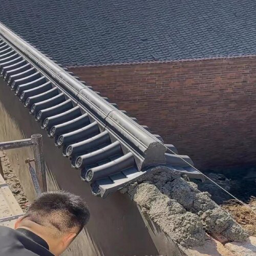 屋顶仿古一体瓦水泥压制瓦连体瓦中式四合院屋面青瓦围墙一体瓦