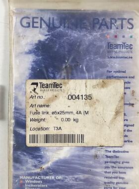 Fuse Link 004135 Per Teamtec F4250V G 5 25 MM 4A M Confezion