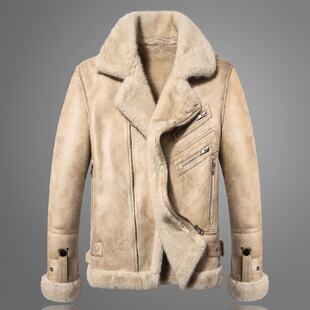 皮毛一体羊羔绒棉衣男装 加绒加厚棉服麂皮绒外套羊羔毛棉袄潮 冬季