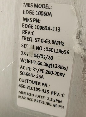 MKS EDGE 10060A，型号为PN: 60-60H2议价