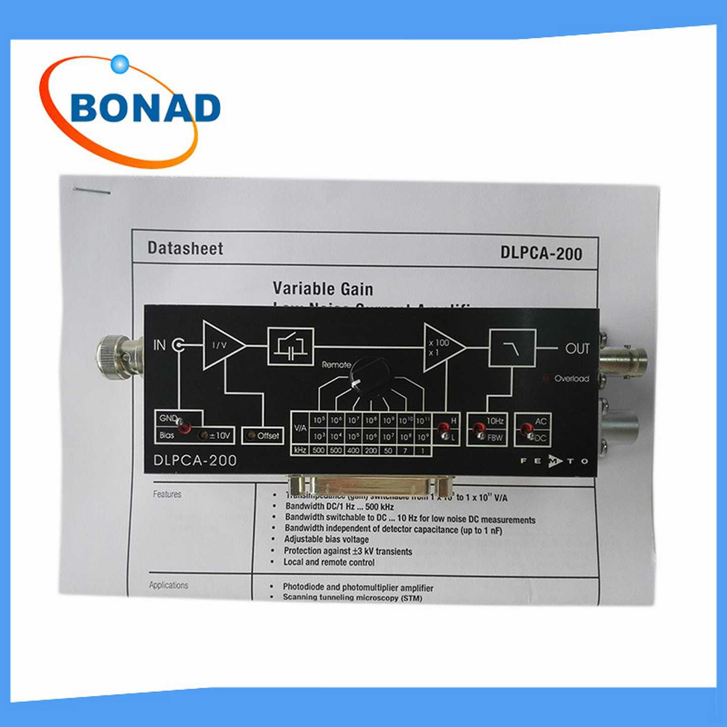 德国FEMTO品牌DLPCA-200低噪音电流放大器锁相放K大器电压放大器