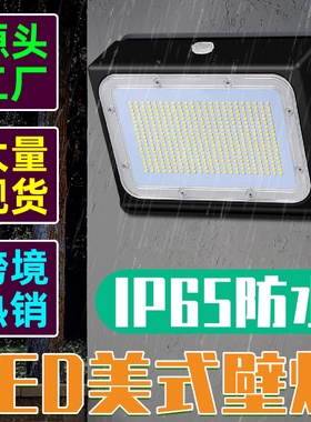 LED壁灯户外农村照明感应路灯80W智能光感围墙防水庭院灯花园
