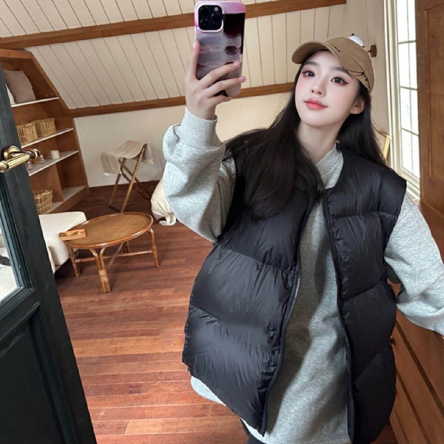 羽绒马甲背心女款外穿圆领坎肩欧货2025秋冬新款韩系轻薄马夹外套