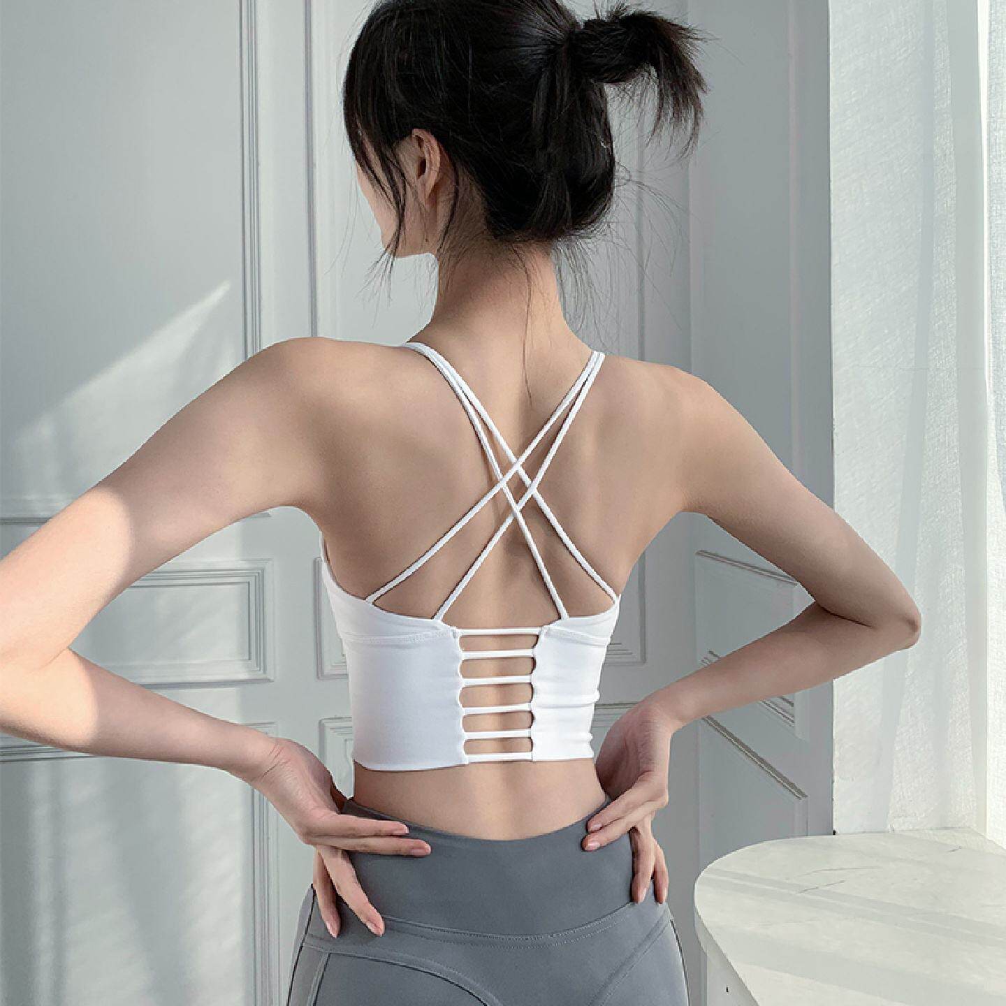 运动内衣女防震聚拢带胸垫健身美背背心防下垂可外穿瑜伽文胸套装