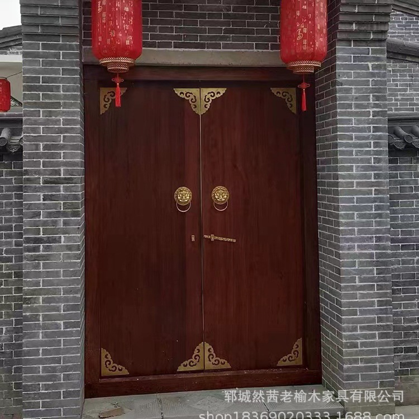 农村老式大门庭院别墅自建房进户双开门家居老式进户门老榆木大门