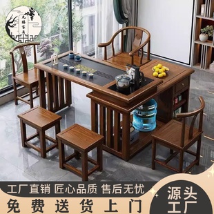 实木旋转茶桌阳台家用移动茶台喝茶桌椅组合小型茶几具烧水壶套装