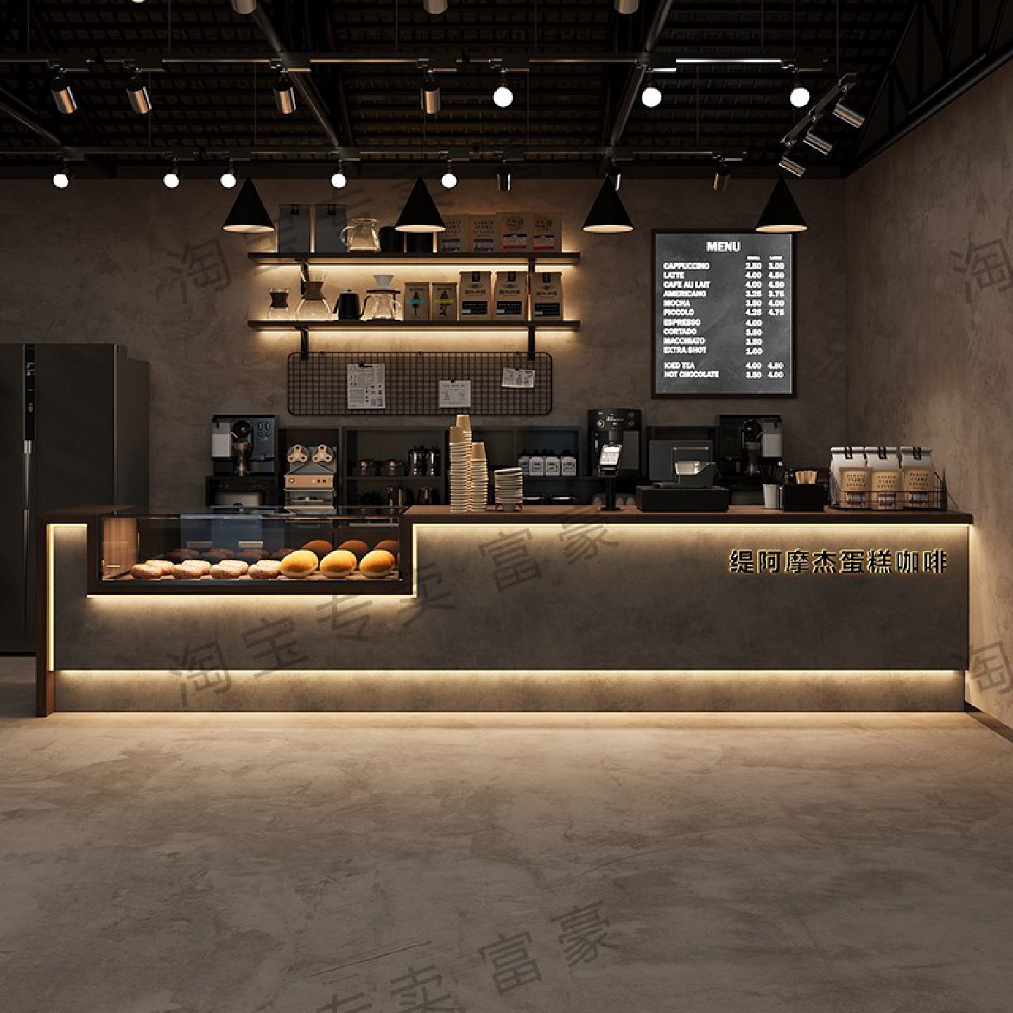 复古工业风咖啡店收银台吧台桌烘焙店前台接待台奶茶店吧台桌定制