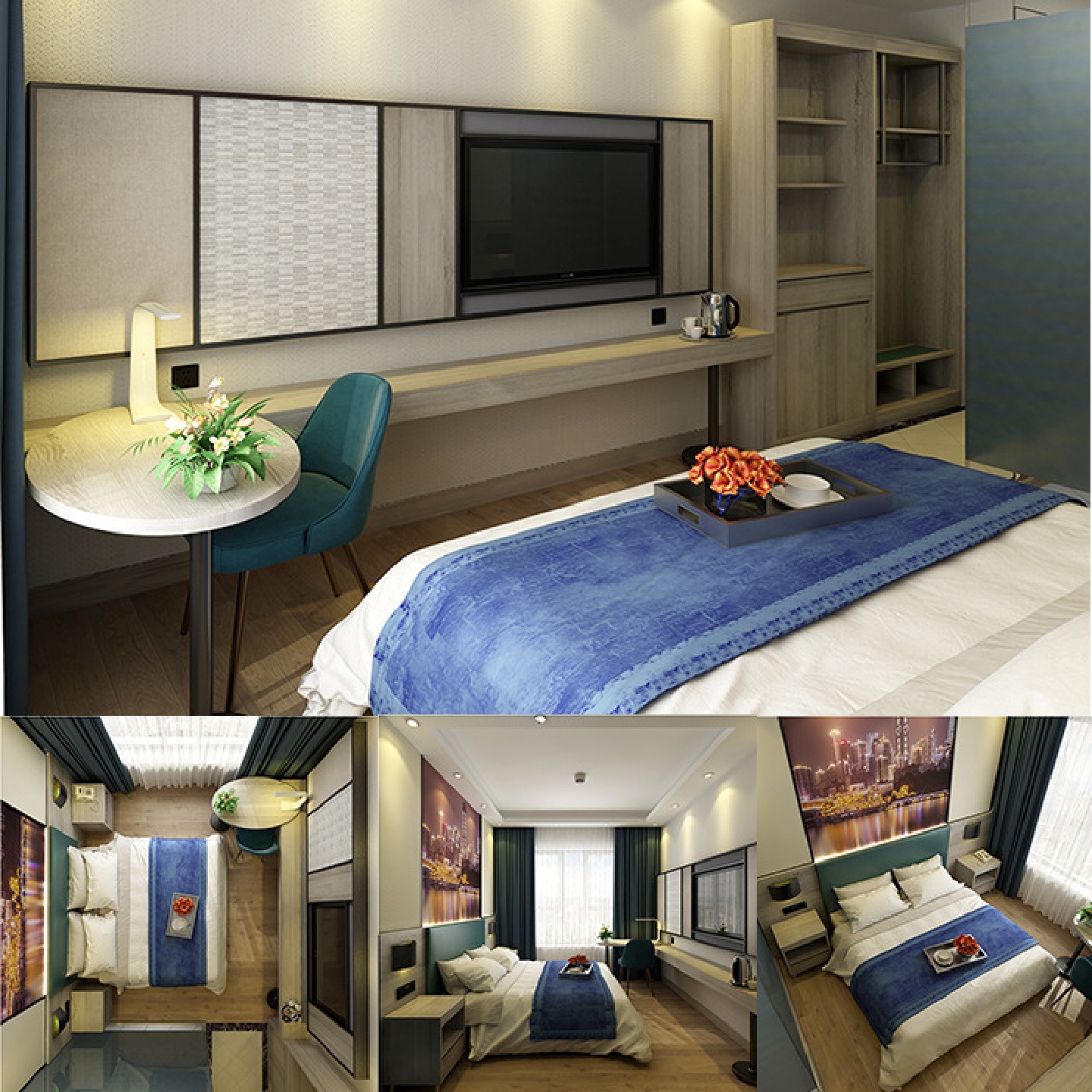 批量酒店家具标间全套床快捷连锁民宿公寓客房宾馆出租屋单间双床