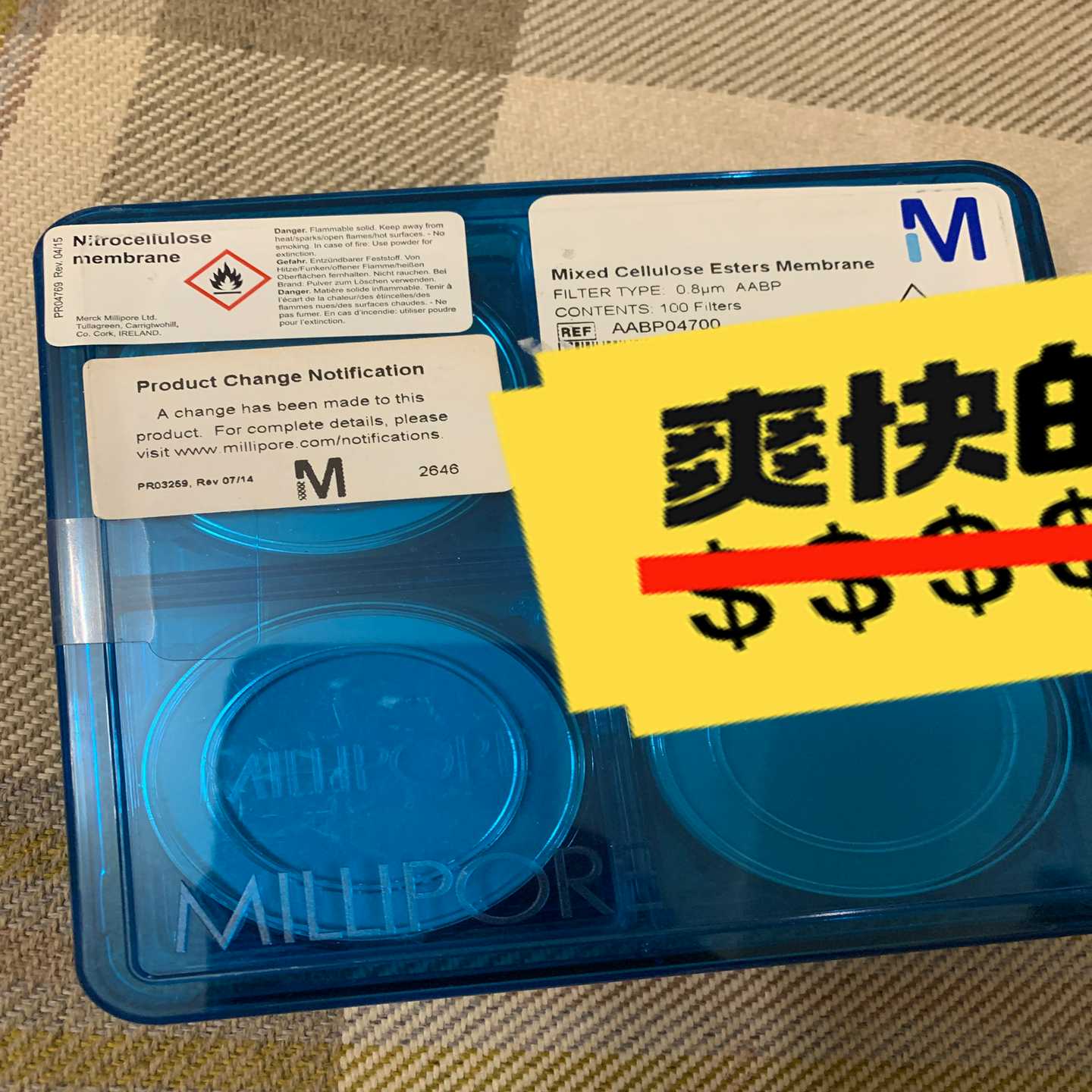 美国Millipore密理博聚四氟乙烯PTFE表面滤膜，货号（零零电子）